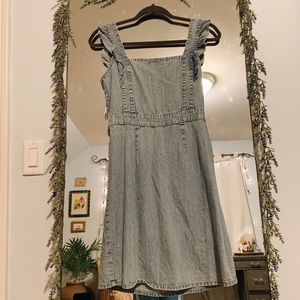 Chambray Ruffle Sleeved Dress Size S